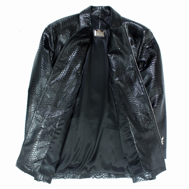 パイソン 蛇革 ジャケット メンズ 本革 レザージャケット ハーフコート