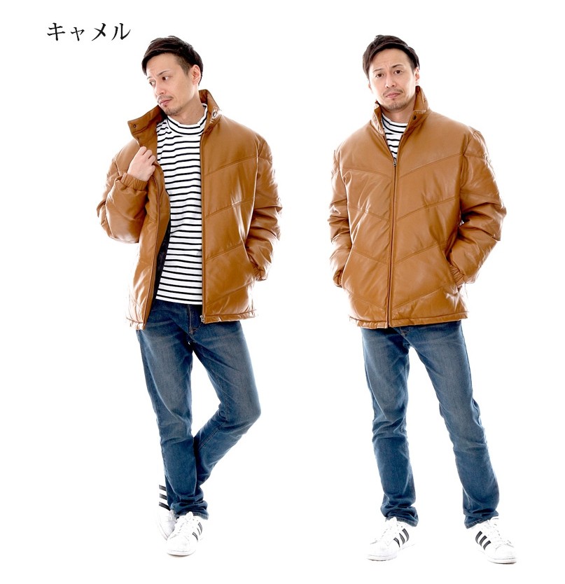 レザーダウンジャケット 革ジャン ダウンジャケット メンズ 本革 ラム