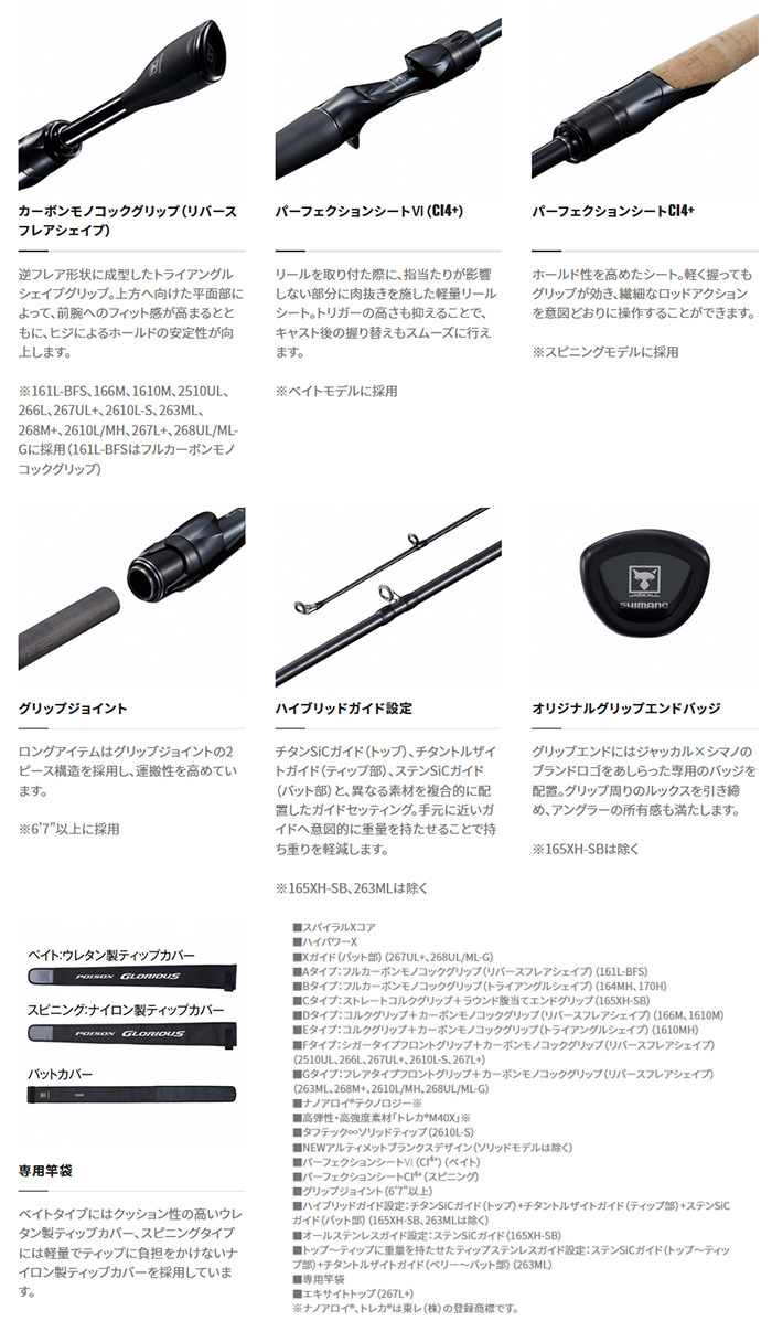 シマノ（SHIMANO） 21 ポイズングロリアス [POIZON GLORIOUS] 165XH-SB