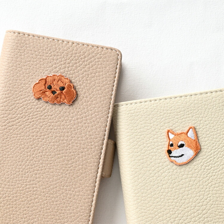 全機種対応 スマホケース 手帳型 縦向き Simple ワッペン 犬 スマホ