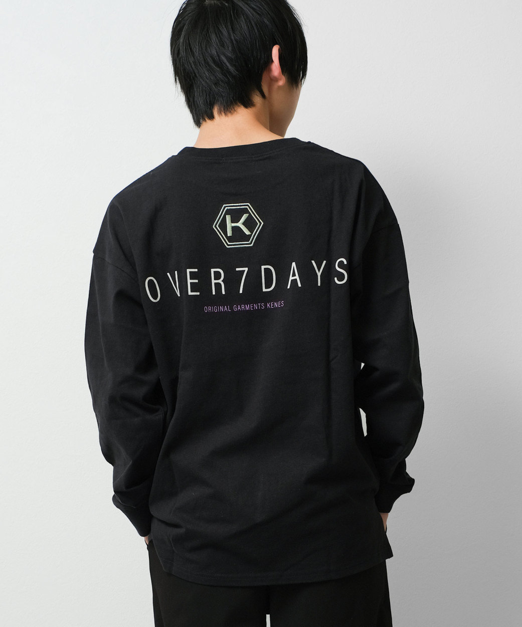 メンズ ロゴ刺繍＆プリントロングTシャツ ビッグシルエット トップス