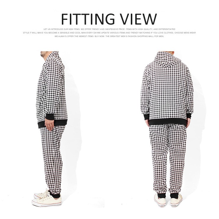 セットアップ メンズ 大きいサイズ ジャージ 上下 千鳥柄 チェック