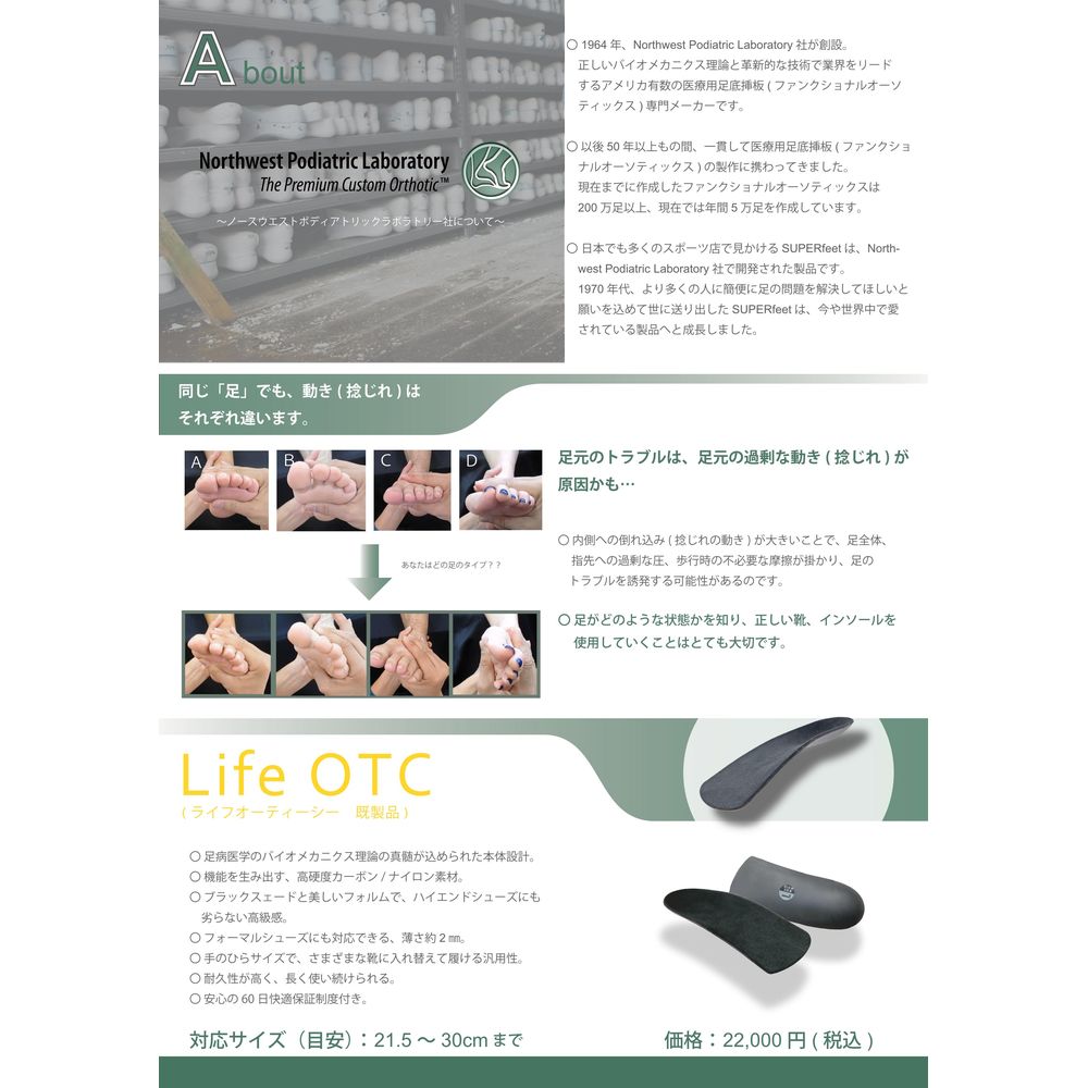 即日出荷』NWPL インソール Life OTC ITN001 ノースウエスト・ポディア