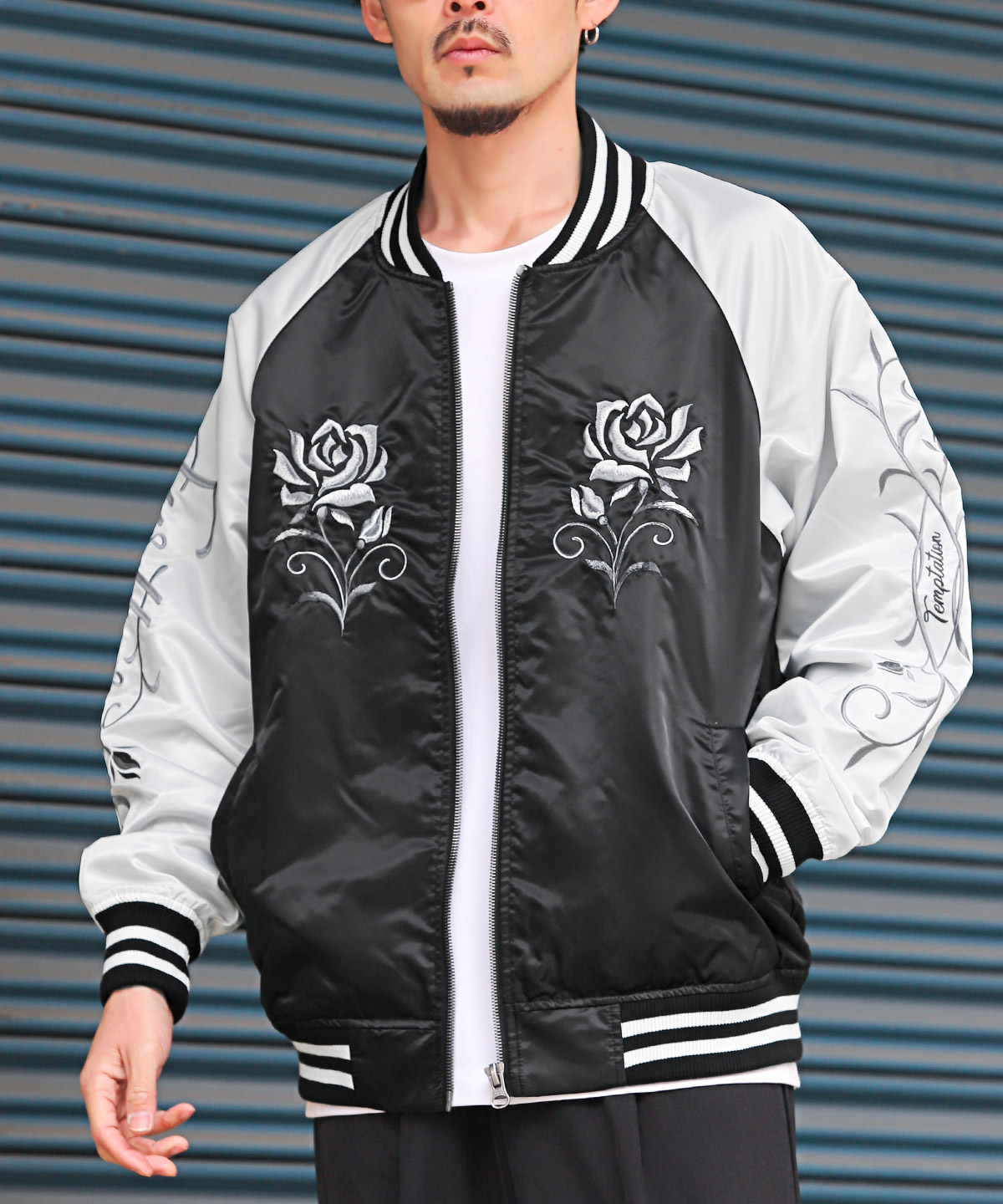 スカジャン メンズ ブルゾン ジャケット 薔薇 刺繍 横須賀ジャンパー