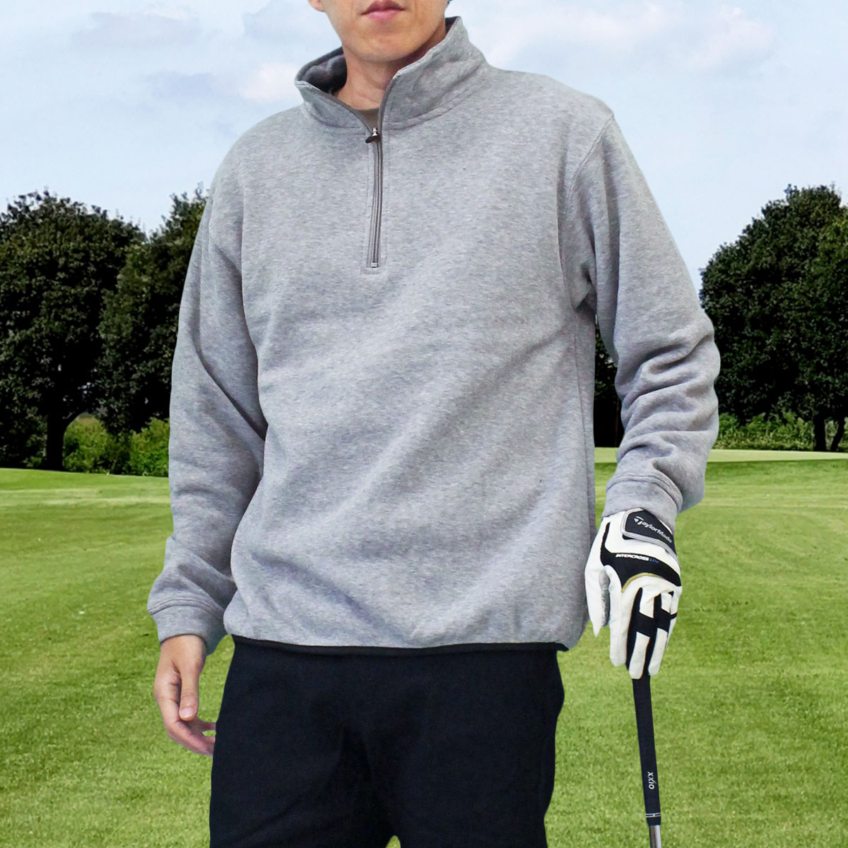 ゴルフウェア メンズ ゴルフ トレーナー 裏起毛 スウェット ハーフ