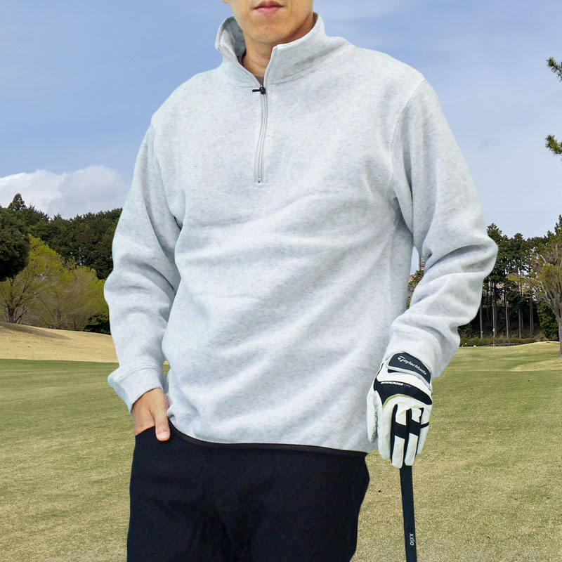 ゴルフウェア メンズ ゴルフ トレーナー 裏起毛 スウェット ハーフ