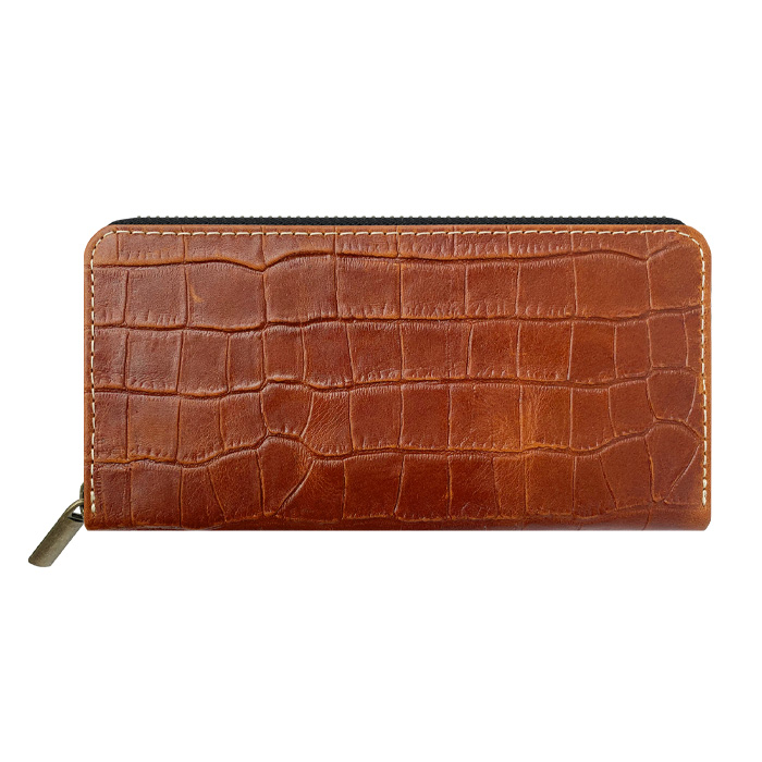長財布 メンズ クロコ 型押し 財布 レディース 本革 ラウンド