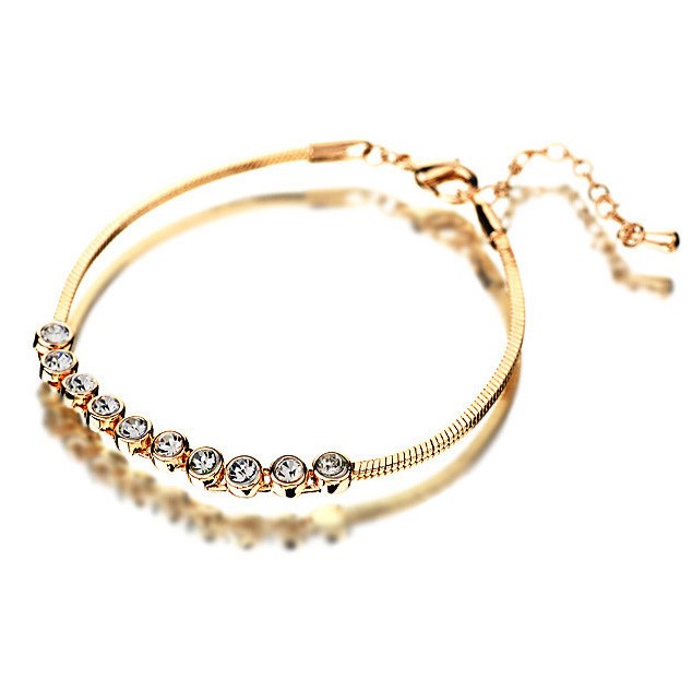 スワロフスキー エレメント ブレスレット K18 18金GP 18k : カスピー