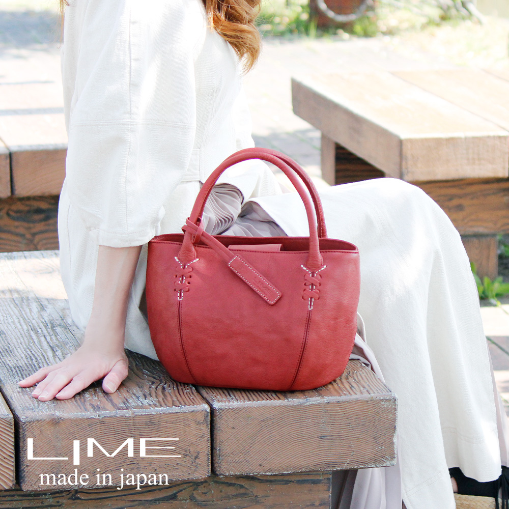 LIME made in japan トートバッグ ハンドバッグ 本革 革 レザー
