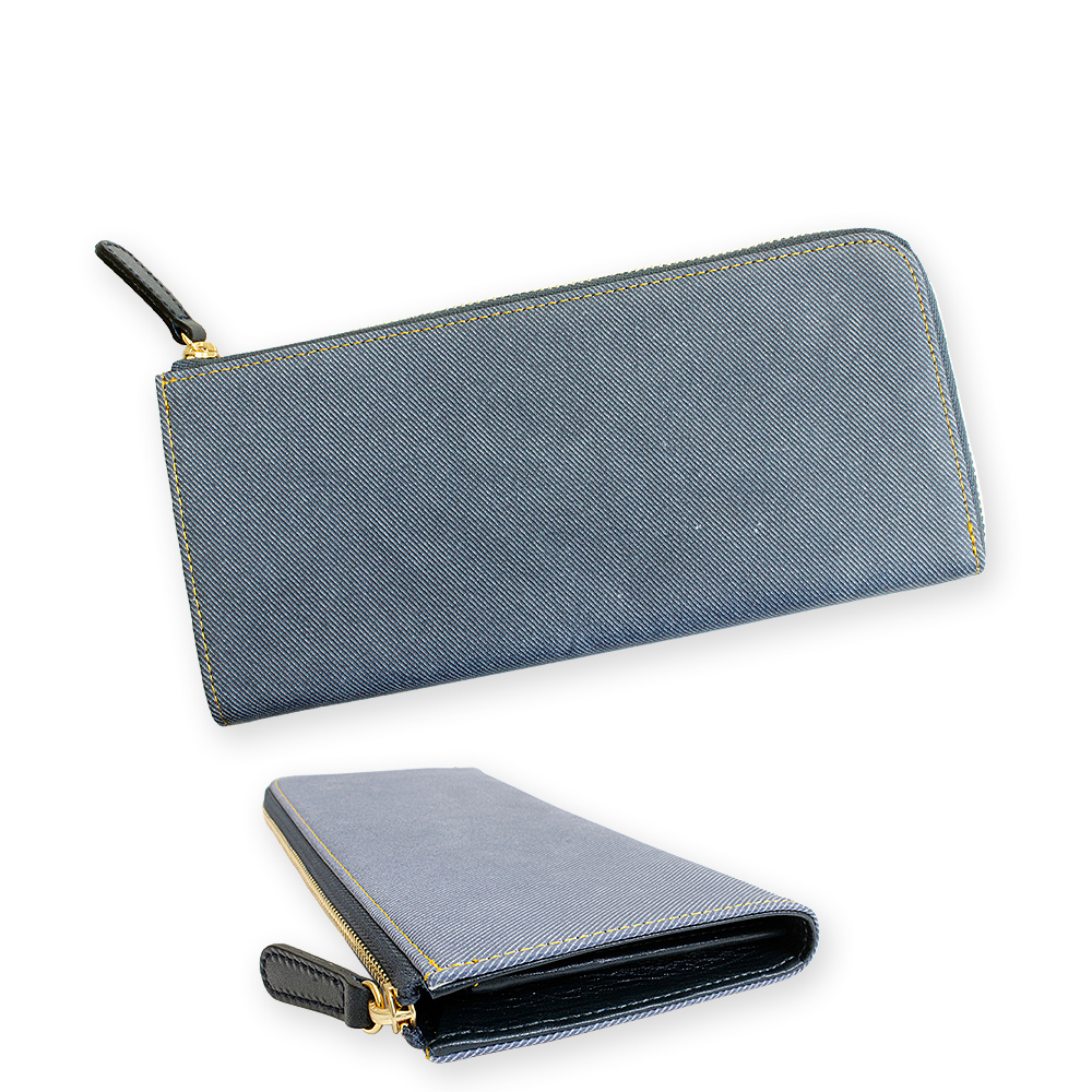 LIME made in japan 長財布 財布 レディース メンズ デニム調レザー 革