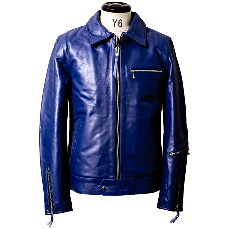 Horn Works 本革 UK襟付きシングルライダースジャケット メンズ ホーン