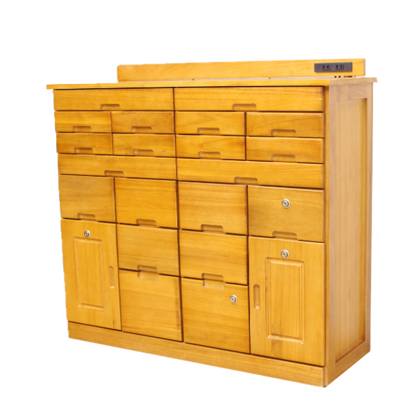 谷村実業 FAX台 多段収納チェスト 桐製 鍵付 幅90cm （ チェスト 収納