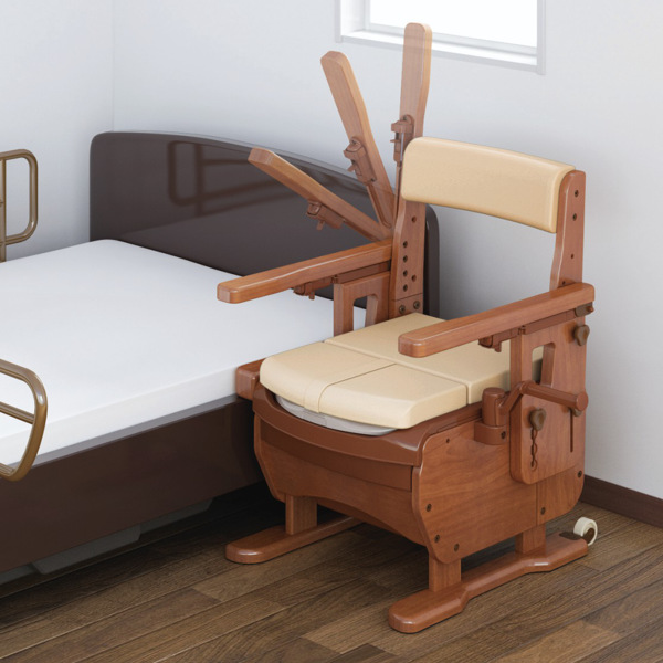 ポータブルトイレ 標準便座 家具調セレクトR はねあげ ひじ掛けタイプ