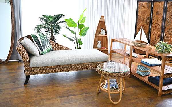 カウチソファ 幅160cm ハワイアンリゾート風 バナナリーフ材 Ohana