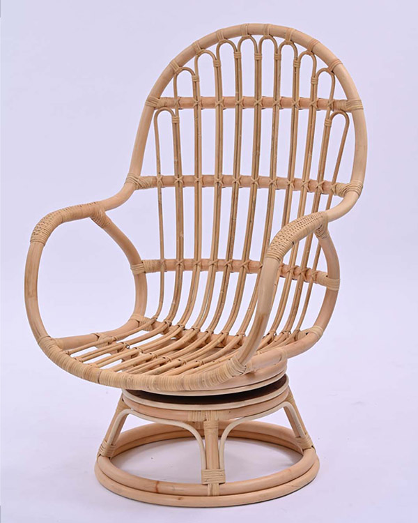 籐 回転アームチェア クッション付 ラタン製 座面高45cm （ ラタン