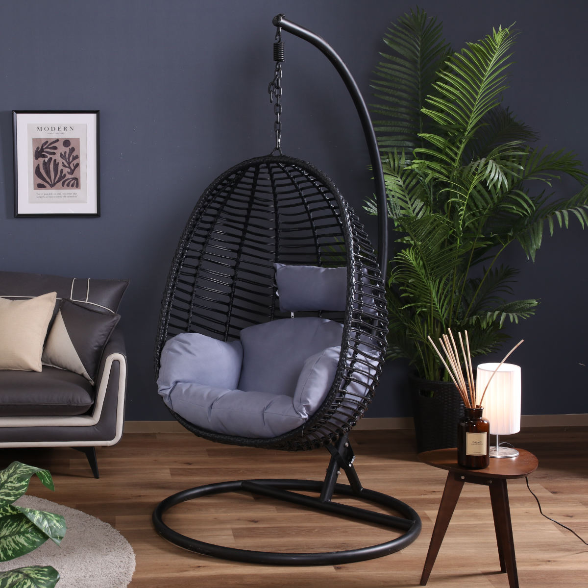 不二貿易（Fuji Boeki） ハンギングチェア たまご型 クッション付