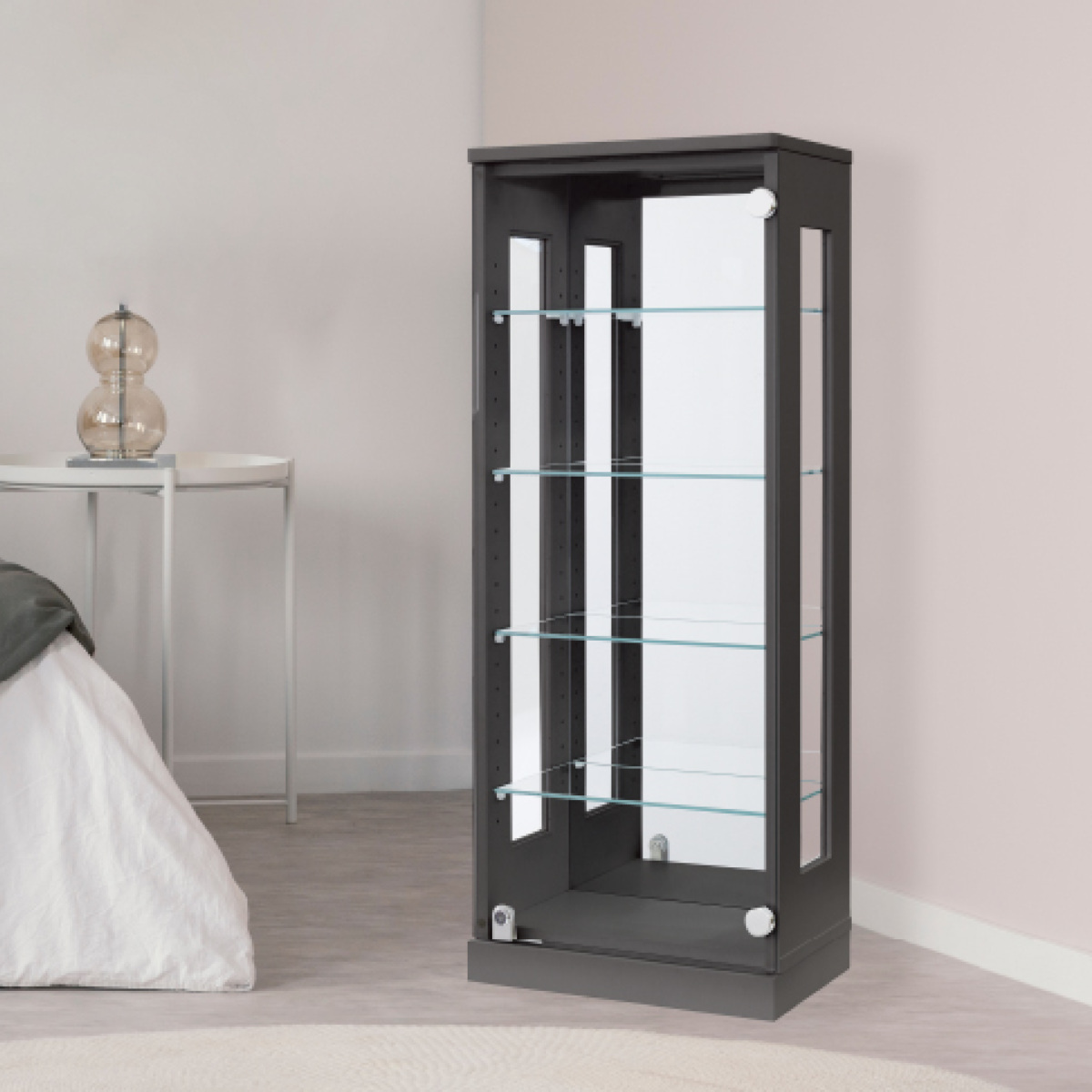 塩川光明堂 コレクションラック 鍵付 ショーケース 背面ミラー 幅40cm