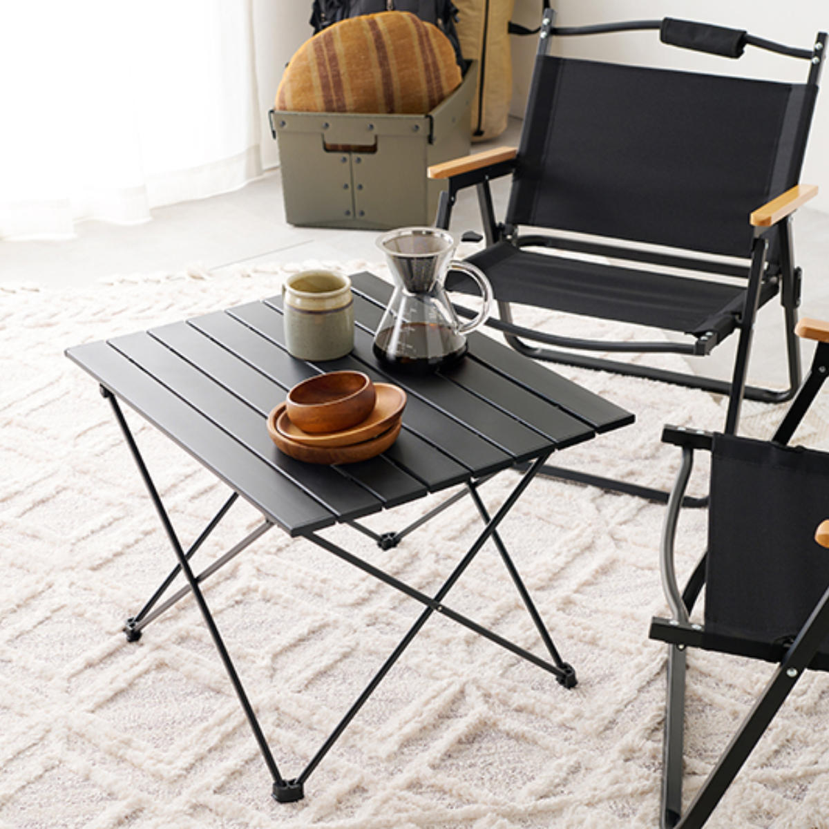 HAGiHARA（萩原） テーブルチェアセット 3点セット 折りたたみ