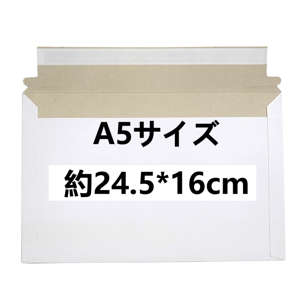 厚紙封筒 A4 A5 開封ジッパー付き テープ付 無地 マチなし ネコポス