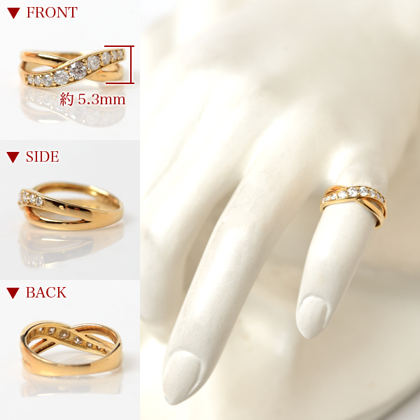 ピンキーリング 18金 リング 指輪 k18 天然 ダイヤモンド 0.3ct ダイヤ