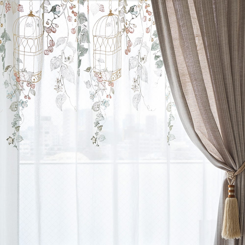 スミノエ レースカーテン 刺繍レース エンブロイダリー シームレス