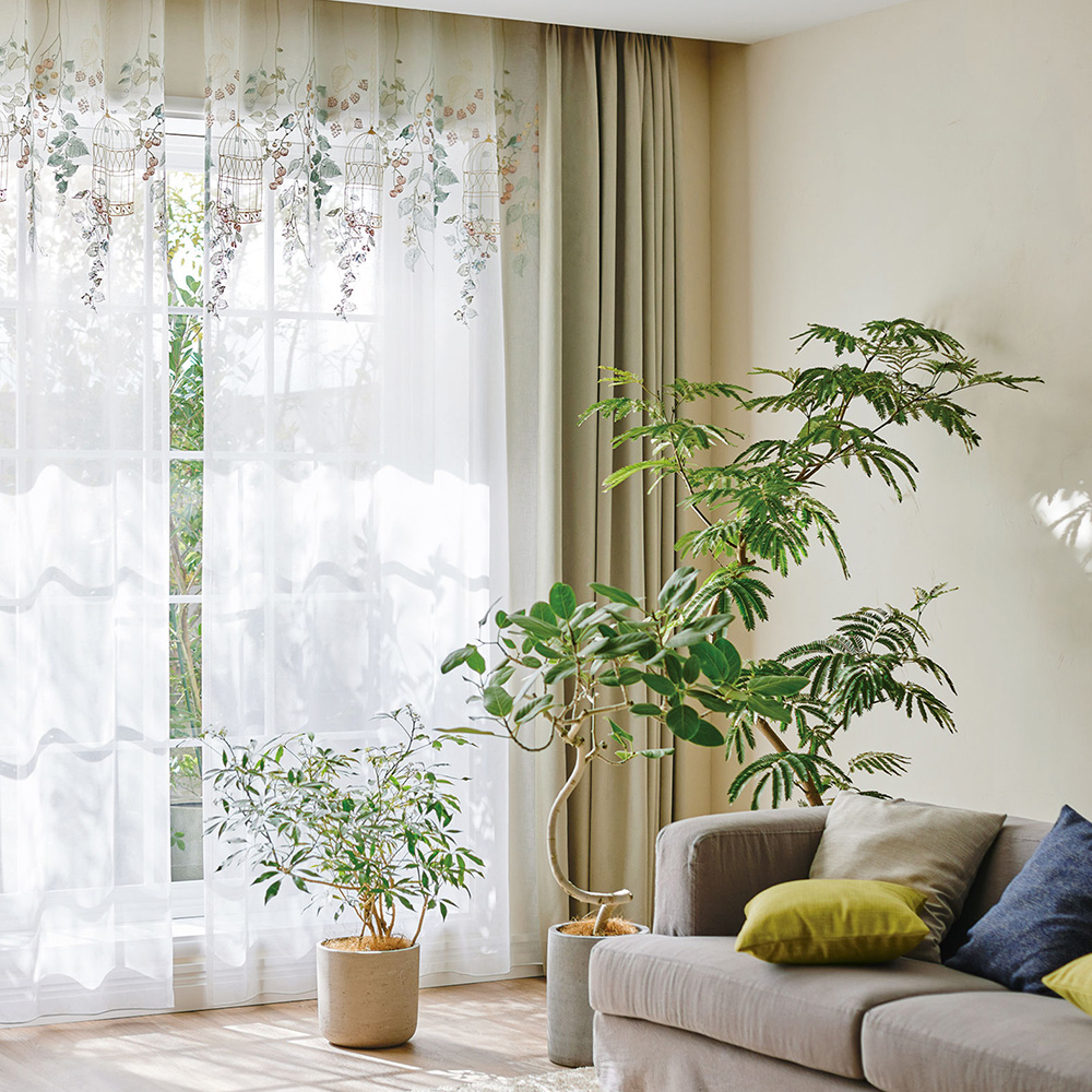 スミノエ レースカーテン 刺繍レース エンブロイダリー シームレス