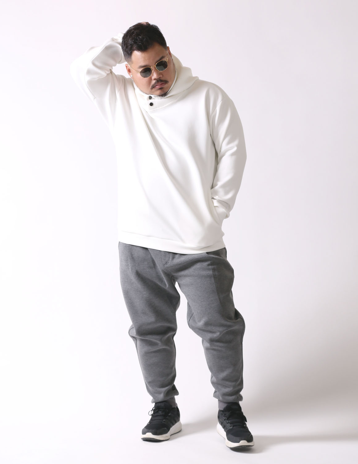 大きいサイズ パーカー メンズ セットアップ ストレッチ プルオーバー