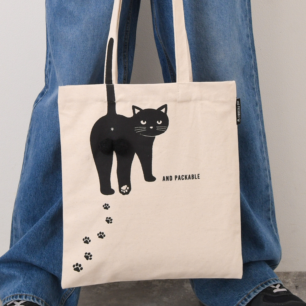 AND PACKABLE（アンドパッカブル） トートバッグ レディース 猫 にゃん