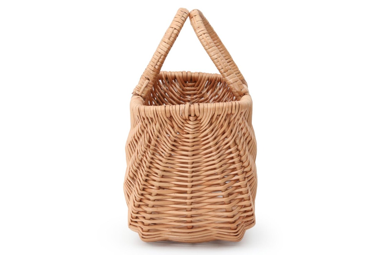 スウェーデン製 ヤナギのバスケット/北欧のかご 折りたたみハンドル 幅