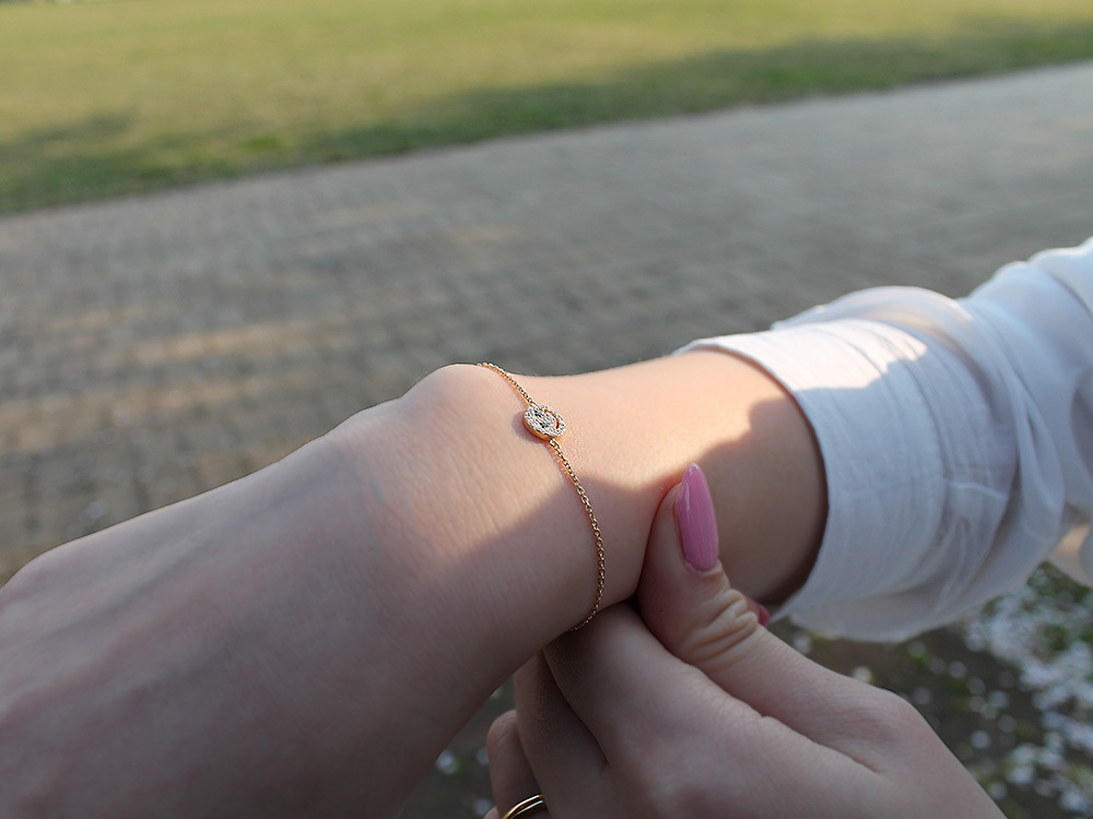 ブレスレット レディース 18K スマイル k18ブレスレット ダイヤモンド