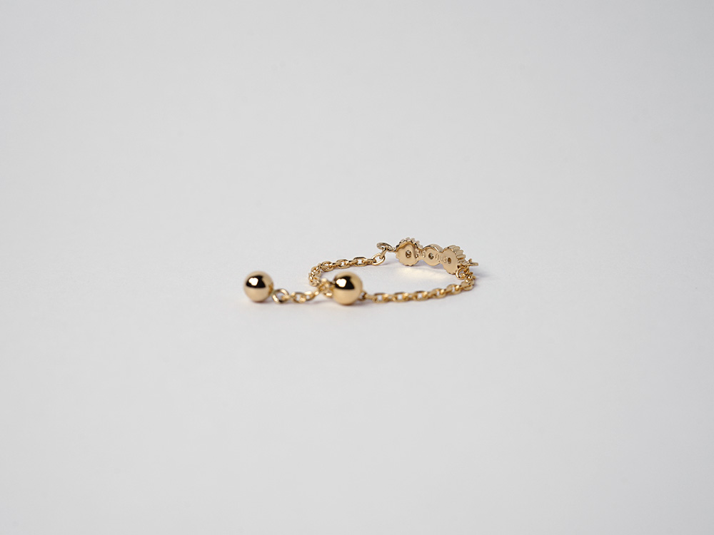 K18 ダイヤモンド リュバン チェーン リング リボンチェーンリング