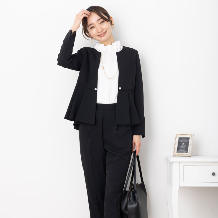 パンツ スーツ レディース セレモニー 入学式 ママスーツ 卒業式 合繊
