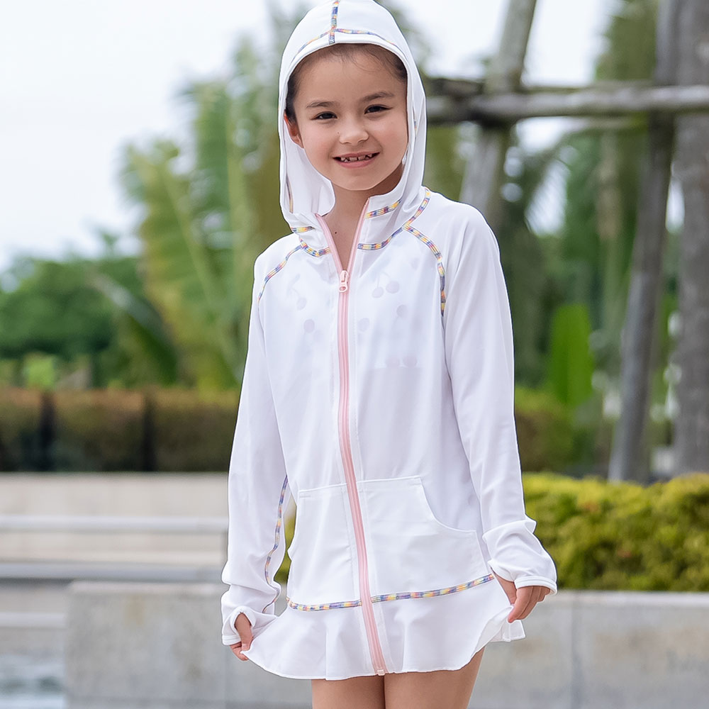 ラッシュガード キッズ フリルパーカー 水着用 長袖 女の子 ジュニア