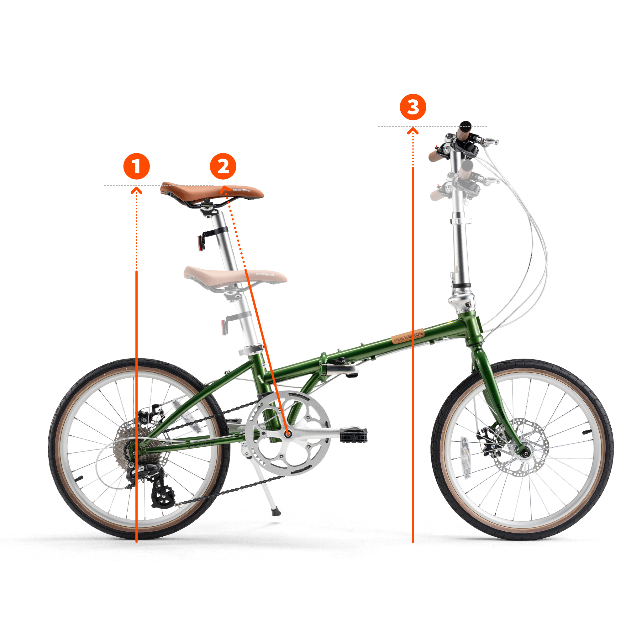 ROCKBROS 折りたたみ自転車 20インチ ミニベロ 8段変速 クロモリ