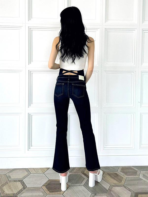 GYDA（ジェイダ） デニム NEW ハイウエスト BACK クロス フレアパンツ