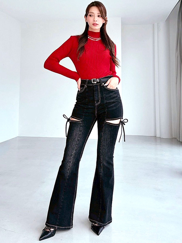 RESEXXY（リゼクシー） デニム パンツ カット アウト リボン デニム