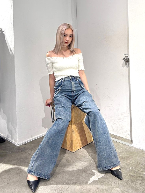 EMODA（エモダ） デニムパンツ レディース ダブル ベルト ルーズ