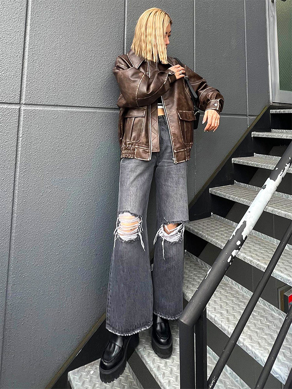 EMODA（エモダ） ヴィンテージ ライク オーバー ブルゾン フェイク