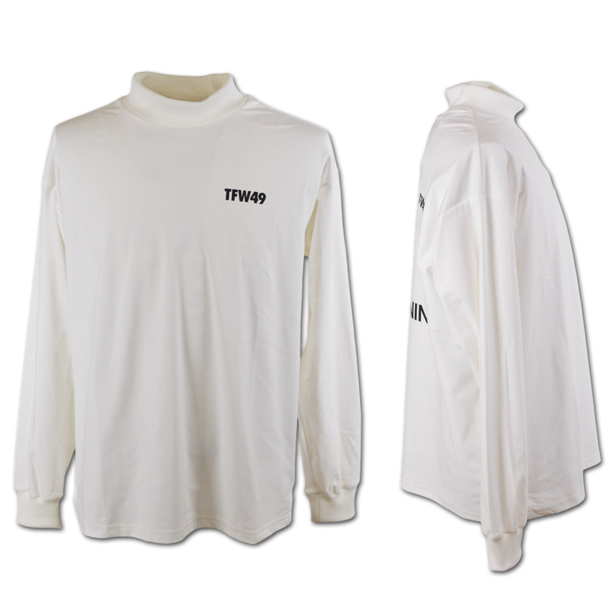 TFW49 長袖ハイネックシャツ ゴルフウェア メンズ 秋冬用 白 グリーン