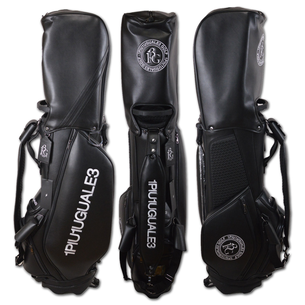 1PIU1UGUALE3 GOLF キャディバッグ スタンド式 メンズ 黒 白 grg397