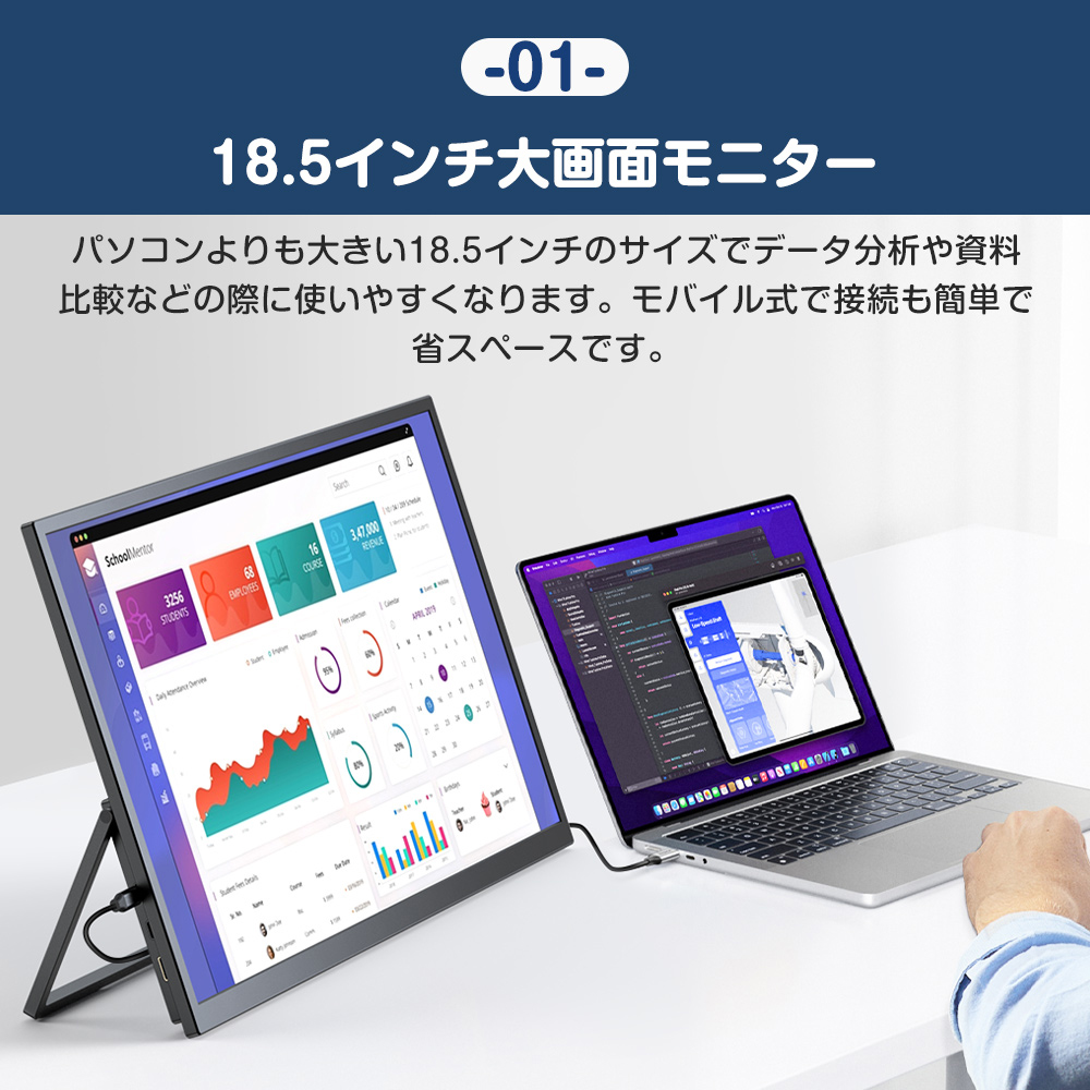 18.5インチ 120Hz 自立式モニター】EVICIV モバイルモニター フルHD