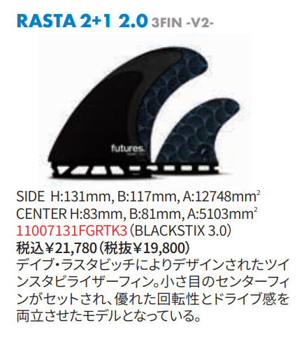 futures.（フューチャー） フィン ツイン+スタビ 2+1 ラスタ リバース