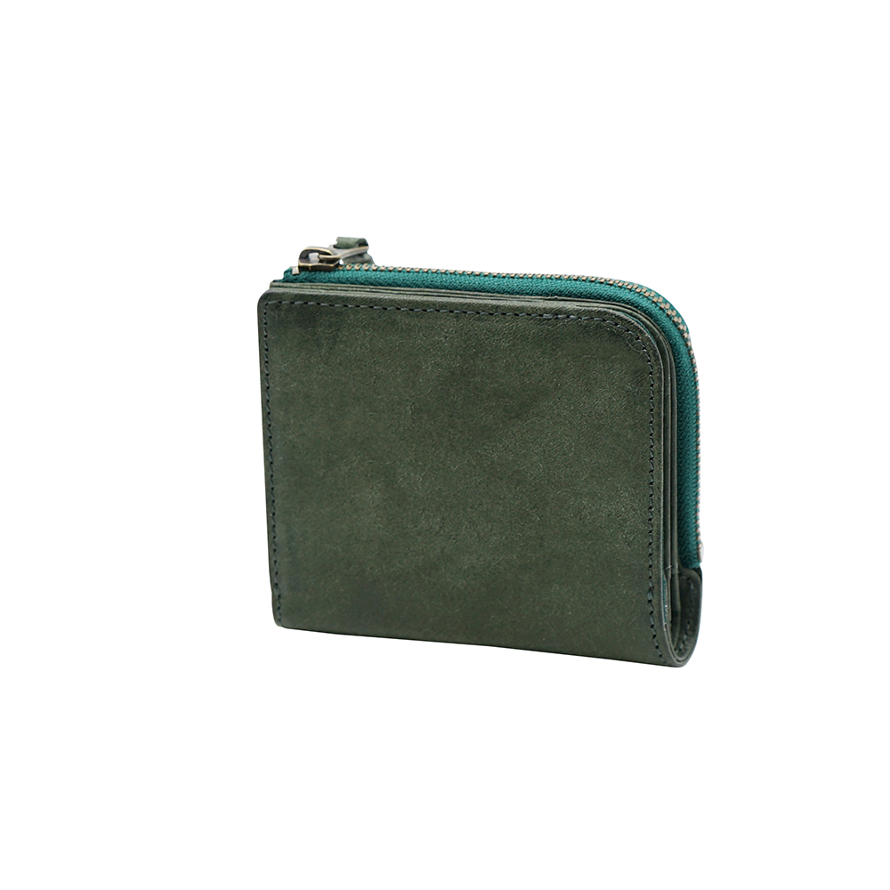 Lファスナー二つ折りコンパクト財布 小さい財布 お札が折れない