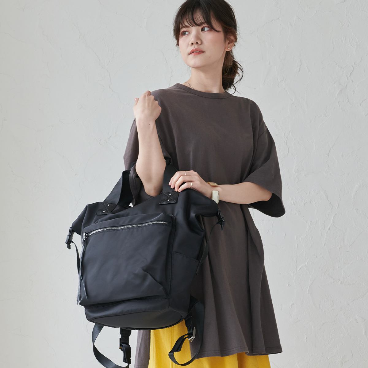 2way リュックサック トートバッグ マザーズバッグ ナイロン 牛革 本革