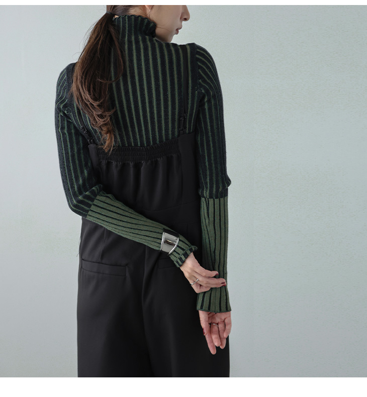 リブニット バイカラー タートルネック トップス レディース 【lstp306