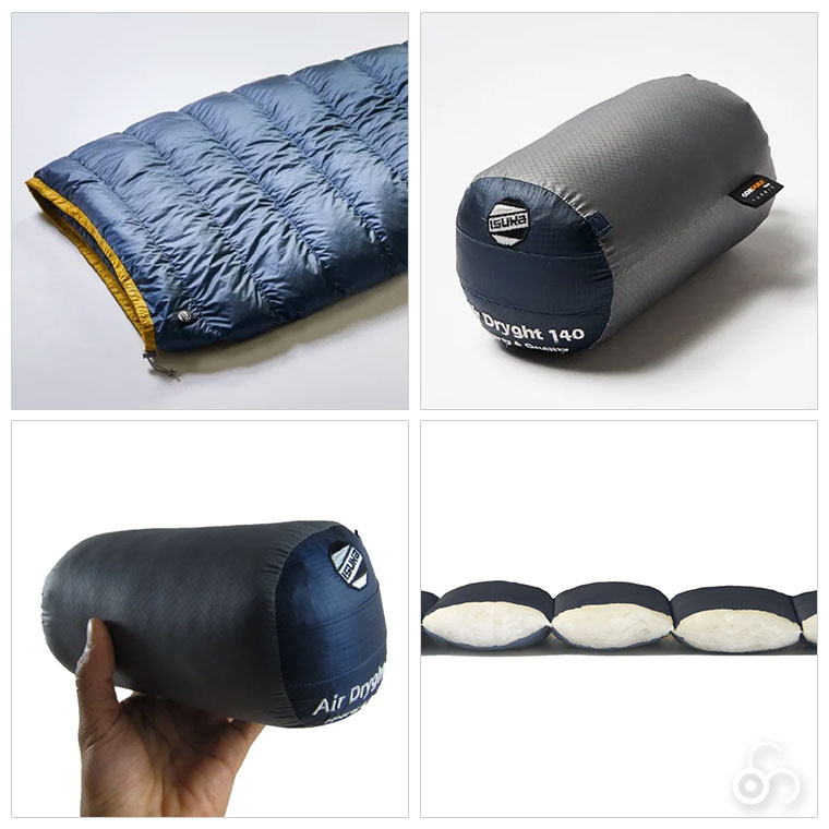 AIR DRYGHT イスカ 寝袋 エアドライト 140 マミー型 撥水ダウン 750FP
