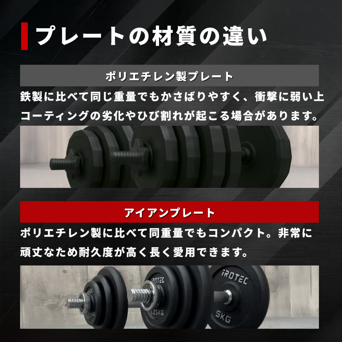 IROTEC（アイロテック） バーベル プレート アイアンプレート5KG [4枚