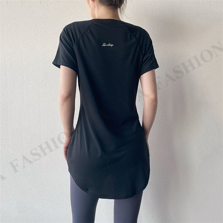 ヨガウェア レディース トップス 長め ロング丈 Tシャツ 半袖