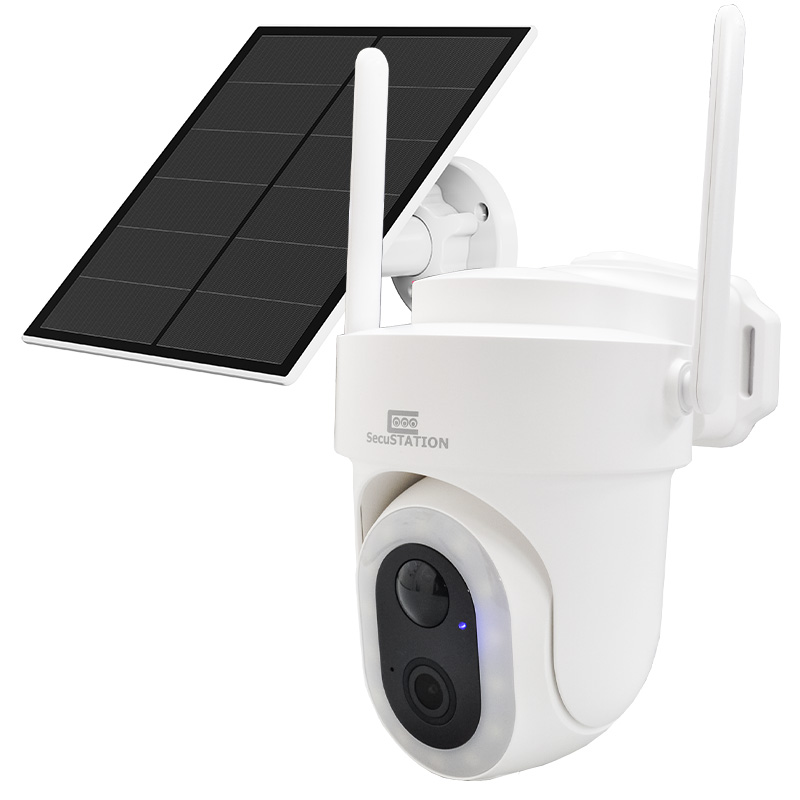 SecuSTATION 防犯カメラ 屋外 家庭用 ソーラー 防犯灯 パンチルト