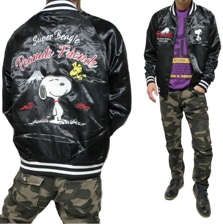 SNOOPY（スヌーピー） スカジャン ウッドストック 服 刺繍 和柄 富士山